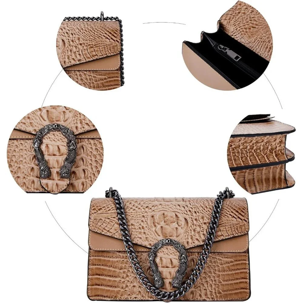 ⚡ Women's Brown Snake Vegan Leather Print Casual Satchel Crossbody Handbag